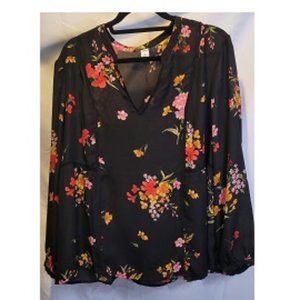 Black and red floral blouse